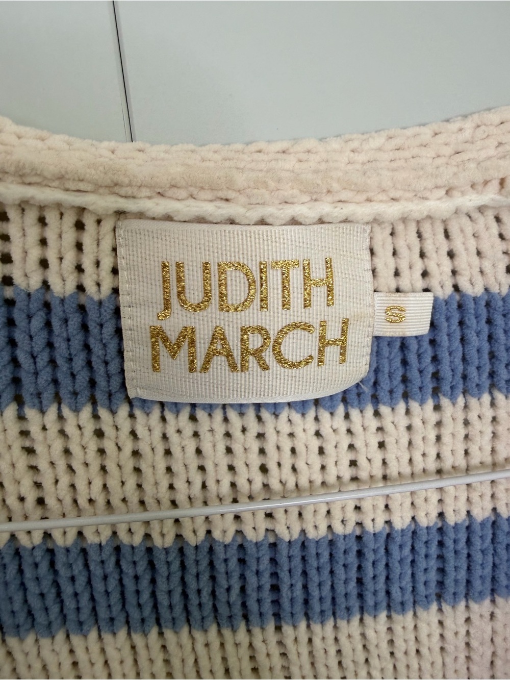JUDITH MARCH Sail My Way Embroidered Anchor Striped Chenille Sweater - Picture 4 of 9